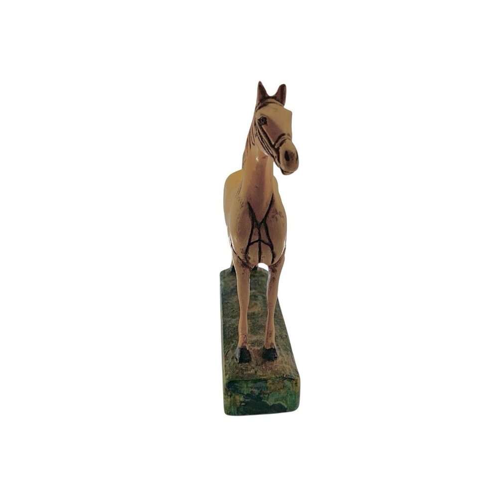 Horse Figurine Hand Carved Wood Statue Vintage Equestrian Decor - Picture 7 of 10